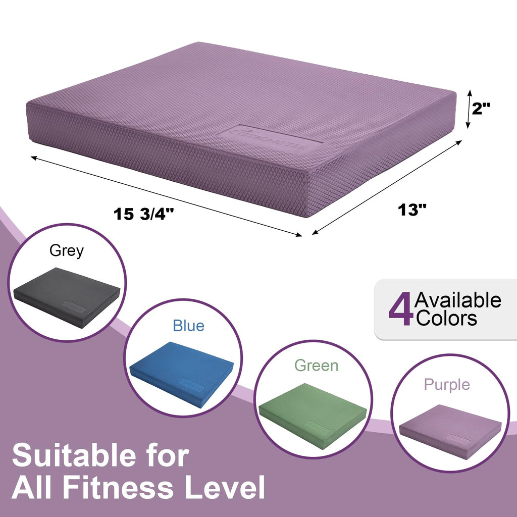 StrongTek Professional Foam Exercise Balance Pad - 15.8" x 13" x 2", High-Density TPE Foam Knee Pad, Non-Slip & Water-Resistant, for Balance Training, Physical Therapy, Yoga, and More (Purple)