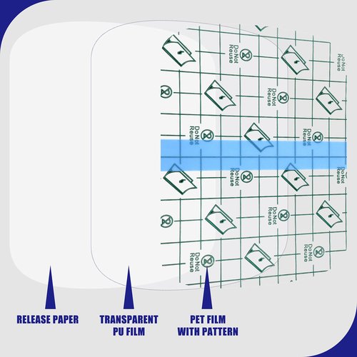 Nuanchu 100 Pieces Stretch Adhesive Bandages Large Waterproof Adhesive Dressing Bandages Transparent Protective Dressing Tape Film for Body Health(Square Style)