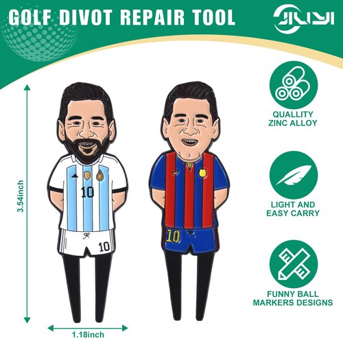 JIUYIBC Golf Divot Tool with Golf Ball Marker Set, Golf Accessories for Men, Funny Golf Gifts, Gift Wrapping-Messi