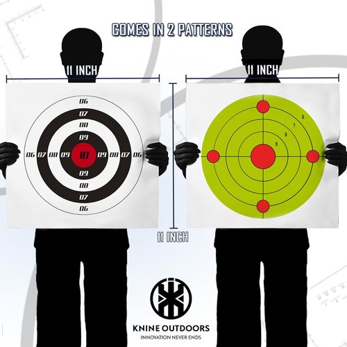 KNINE OUTDOORS Pellet Gun Targets - 100 Pack 11" X 11" Bullseye Paper Targets for Backyard Shooting