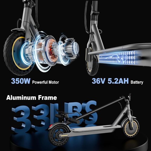 Electric Scooter for Adults - Dual Suspension, 350W/500W Motor, 19/22 MPH, 23-31 Miles Range, 8.5"/10" Tires