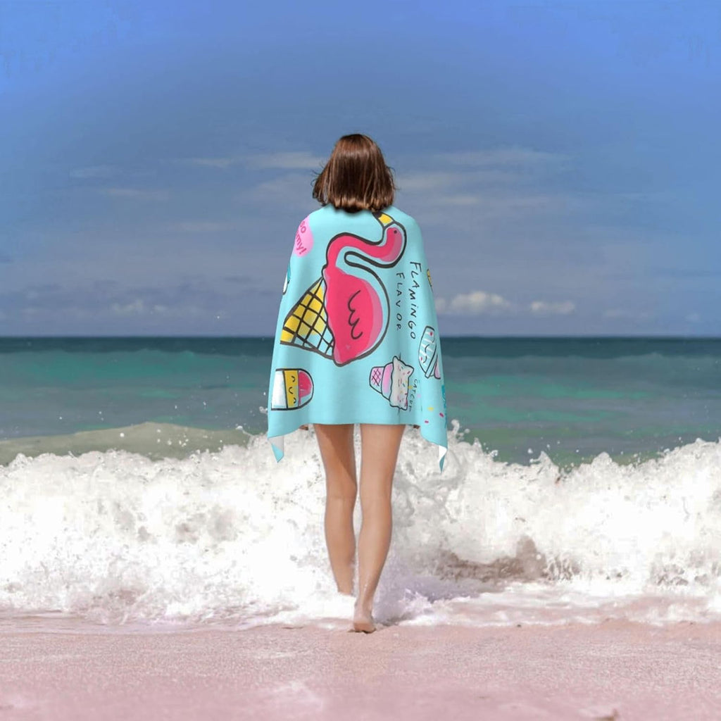 Skiennix Cute Mermaid Beach Towel - Personalized Microfiber Quick Dry Design | Oversized 30"x60" for Kids