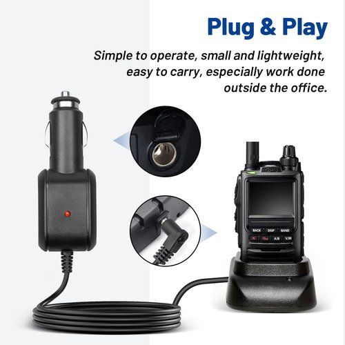 Anina 12V Car Power Cable for Yaesu Handheld Radios DC Charging Cord Compatible with FT-5DR, FT3DR, VX-6R, FT-70DR, FT-270R, VX-7R, FT-60R