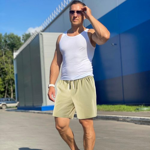 Lkrhzevg Men's Casual Beach Shorts - Elastic Waist, Drawstring, Athletic with Pockets | Perfect for Running & Vacation