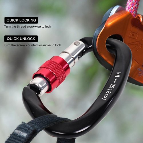 Climbing Carabiner Clips 25KN Auto Locking Heavy Duty Carabiner Clip, Fit for Rock Climbing, Rappelling, Rescue, Hammock, Aerial Work, Camping, Dog Leash etc(4 Packs)