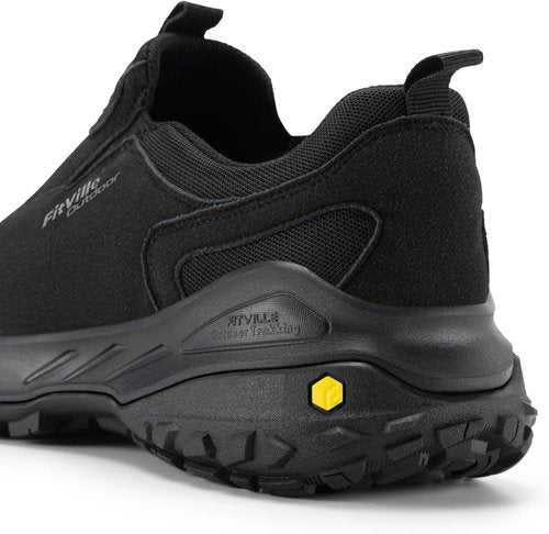 FitVille Wide Slip-On Shoes for Men - Comfortable Hiking & Walking Loafers with Arch Support | Slip Resistant | Wide Toe Box