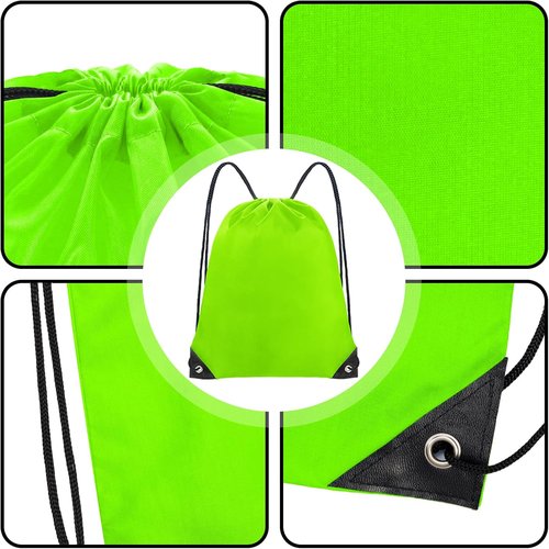 Grneric Drawstring Bags - 14 Pcs Cinch Sackpack for Men & Women | Light Green Gym Backpack