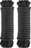 Marine Grade Dock Lines by [Brand Name] - 1/2" x 30' Double Braided Nylon Boat Rope - High Strength, Fray Resistant, Easy Handling - Black (2 Pack)