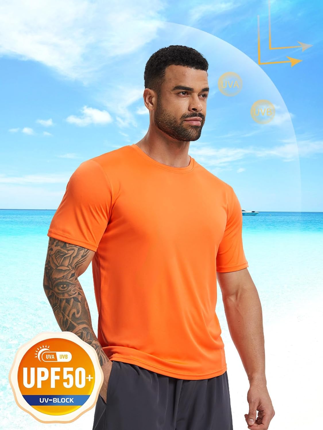 Skiennix Men's UPF 50+ Sun Protection T-Shirt - Quick Dry Athletic Short Sleeve Shirt