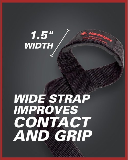 Harbinger Padded Cotton Lifting Straps - NeoTek Cushioned Wrist Support | 21.5" Length, 1.5" Width Pair for Weightlifting