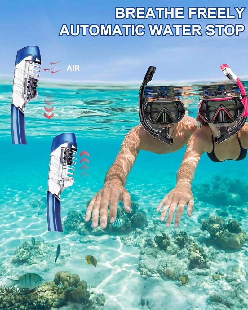 Dry-Valve Snorkel Mask Set for Adults - Black Variation