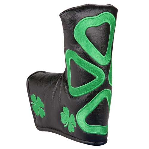 Golf Builder Clover Embroidery Golf Club Blade Putter Head Cover with Magnetic Closure (Black)