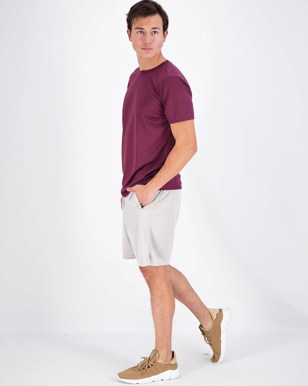Real Essentials Men’s Mesh Short Sleeve Crew Neck T-Shirt - 5 Pack Workout Athletic Tee (Big & Tall)
