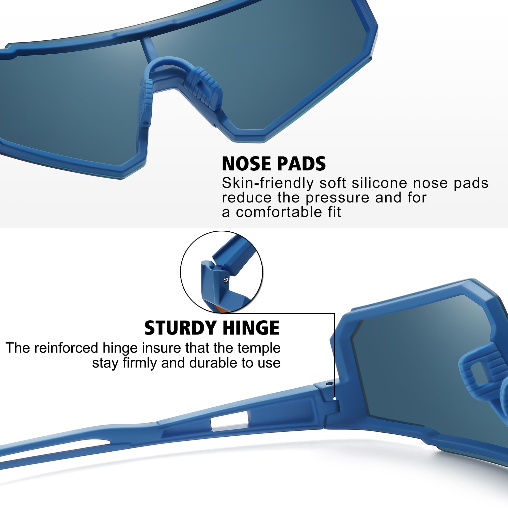 STORYCOAST Polarized Sports Sunglasses for Men Women,Driving Fishing Cycling Mountain Bike Sunglasses UV400 Protection Blue Frame-Red Mirror Lens