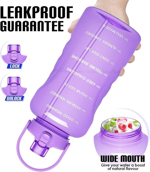 HydroPal 1 Gallon Water Bottle - BPA-Free 128 oz Gym Bottle with Straw & Motivational Time Markers | Large for Fitness & Camping (13.8 x 5.5 Inch)