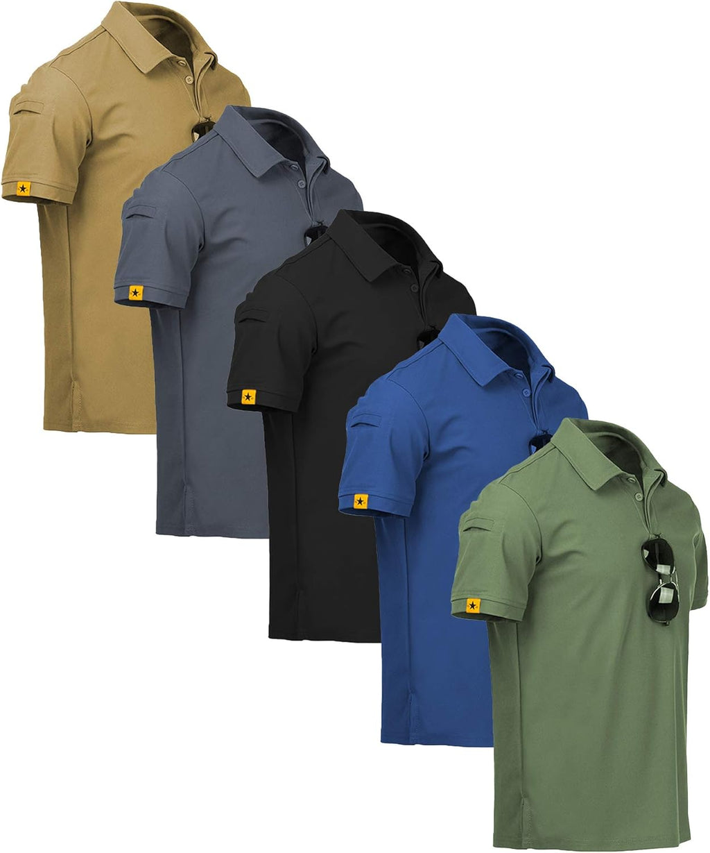 ZITY Men's Polo Shirts - 5 Pack Short Sleeve Moisture-Wicking Golf & Tennis Tees | Summer Comfort
