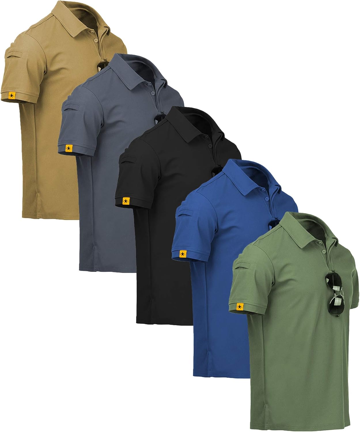ZITY Men's Polo Shirts - 5 Pack Short Sleeve Moisture-Wicking Golf & Tennis Tees | Summer Comfort