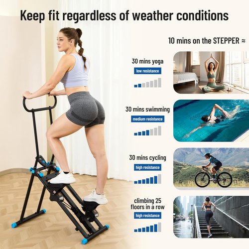 HXD-ERGO Stair Stepper - Adjustable Resistance Vertical Climber for Full Body Workout | Folding Design