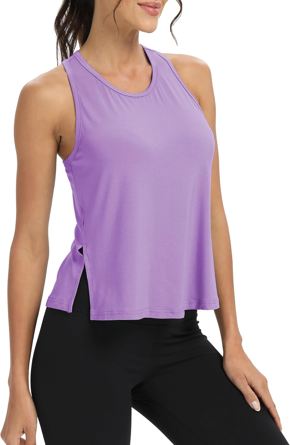 Bestisun Women's Racerback Yoga Tank Top - Split Side Design for Comfortable Workouts