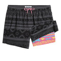 Maamgic 5" Men's Swim Trunks with Compression Liner - Quick Dry Geometric Black, Medium