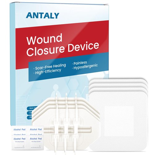 Antaly Wound Closure Strips, Zip Stitch Laceration Closure Kit, 12 PCS Butterfly Closure Bandages with Alcohol Pad & Dressings, Quick Clot Repair Wounds Without Stitches