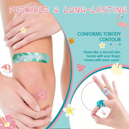 Hysimedy Silicone Adhesive Bandages for Kids Sensitive Skin Waterproof Non Toxic Latex Free Hypoallergenic Small Bandages for Girls Boys Toddler Minor Cuts & Scrapes Flamingo Pattern 36 ct 3/4"x3"