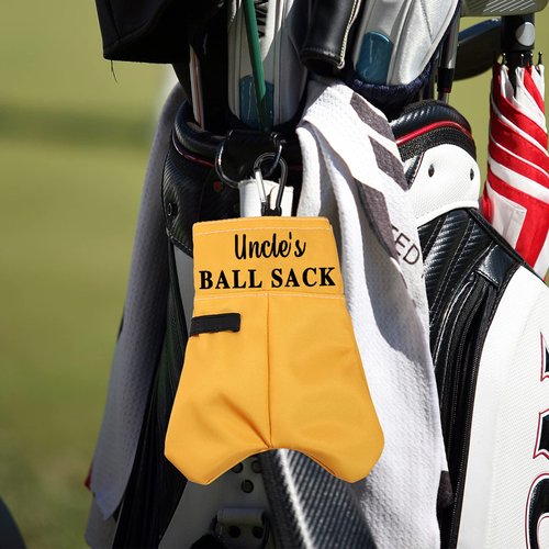 PWHAOO Funny Uncle Golf Gift Uncle’s Ball Sack Golf Ball Storage Bag Golf Club Gift Ball Pouch Sack Gag Gift (Uncle BS)