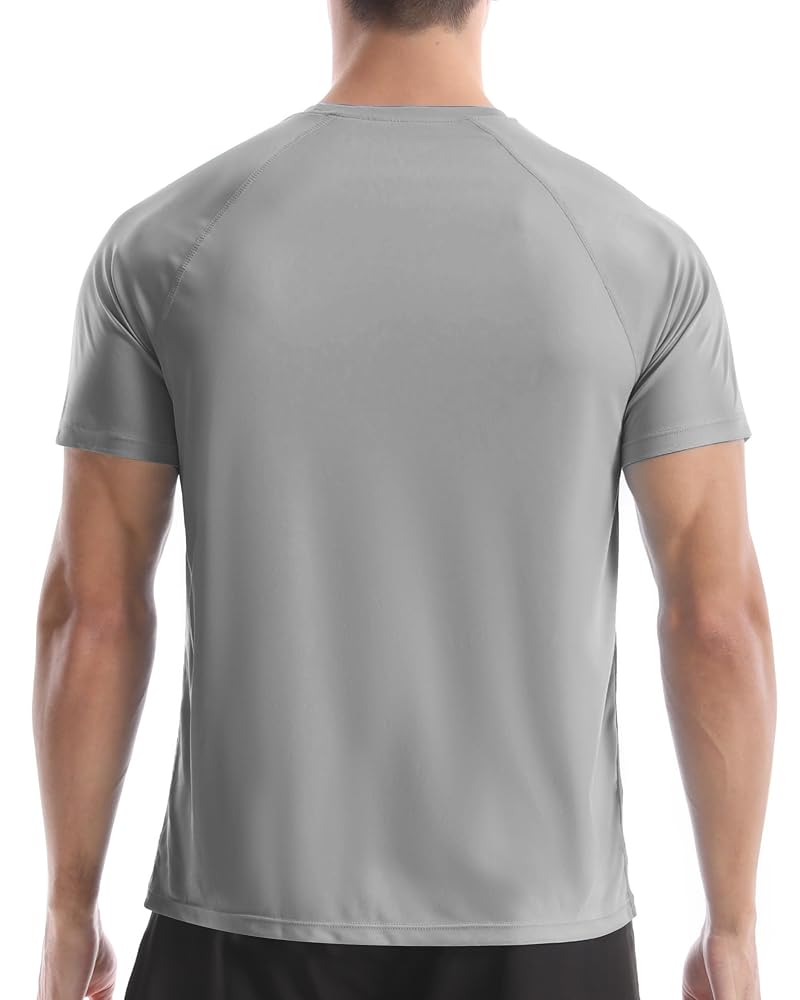 Roadbox Men’s Rash Guard Short Sleeve UPF 50+ Quick-Dry Swim Shirt - Gray X-Large