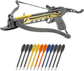 Crossbow Pistol 80 LBS - Self-Cocking Design with Adjustable Sights & Aluminum Arrow Bolts