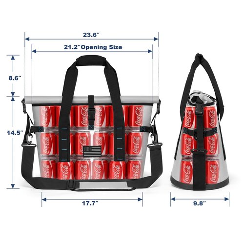 40 Can Large Soft Cooler Bag - Insulated Leak - Proof Cooler Bag with Roll-Top Waterproof Seal | Portable for Travel Camping, Shopping, Beach, Boating | 12HR Cold Retention Comes Freezer Packs*5