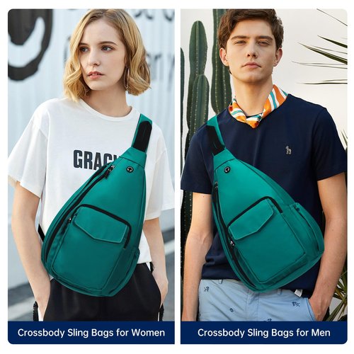 HAWEE Sling Bag for Women Men Water Resistant Crossbody Chest Backpack Shoulder Bag Anti Thief for Travel Hiking Sports, Forest Green