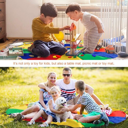 Gimilife 9ft Rainbow Parachute Toy - Durable Handles for Cooperative Play | Outdoor Fun for Kids