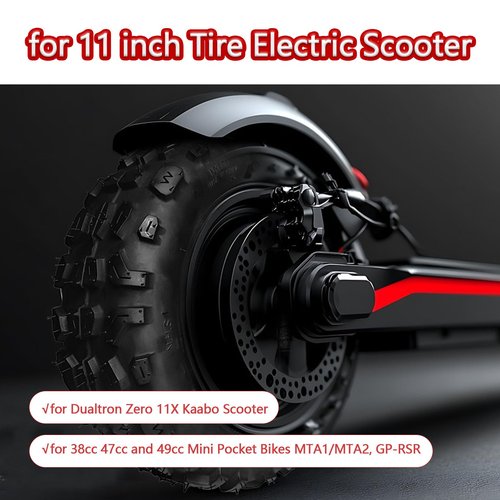 90/65-6.5 Vacuum tire, 11 Inch Replacement, With tire Air Valve, for Dualtron Zero 11X Kaabo Scooter Fits Most 38cc 47cc and 49cc Mini Pocket Bikes MTA1/MTA2, GP-RSR and More (Vacuum Tire x 2)