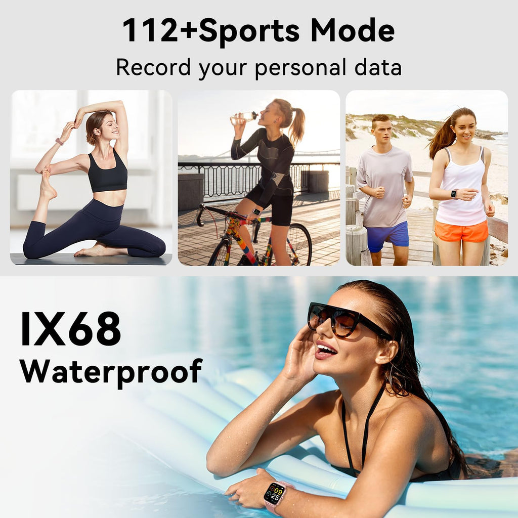 Skiennix Smart Watch - Women's Fitness Tracker with Heart Rate Monitor | Rose Gold, Waterproof, Bluetooth Compatible