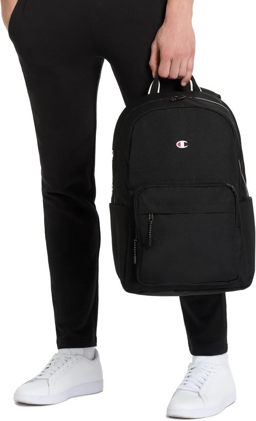 Champion Laptop Backpack - Padded Adjustable Straps & Water Bottle Pocket | Black, One Size