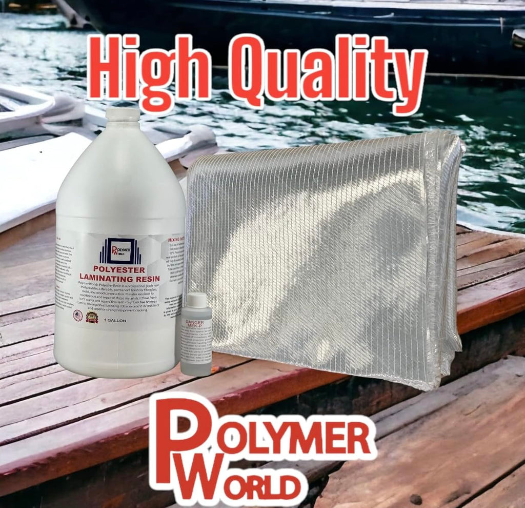 Polymer World Polyester Resin - Biaxial Cloth Repair Kit for Boats, RVs, Jetskis & More | 1708x38x5 Yard