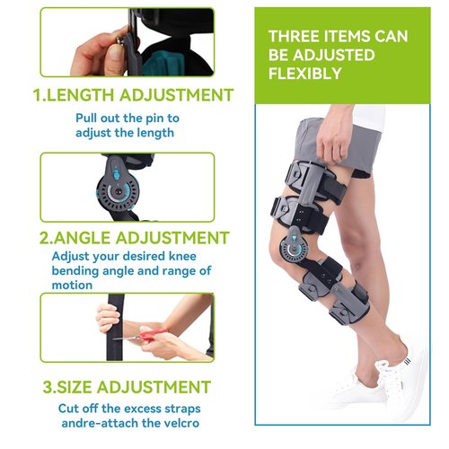 Komzer Hinged Knee Brace, Post Op ROM Immobilizer Orthopedic Rehabilitation Brace for ACL, MCL, Meniscus Tear Recovery and Adjustable Stabilizer for Men & Women, Universal Fit Stabilizer for Left/Right Leg