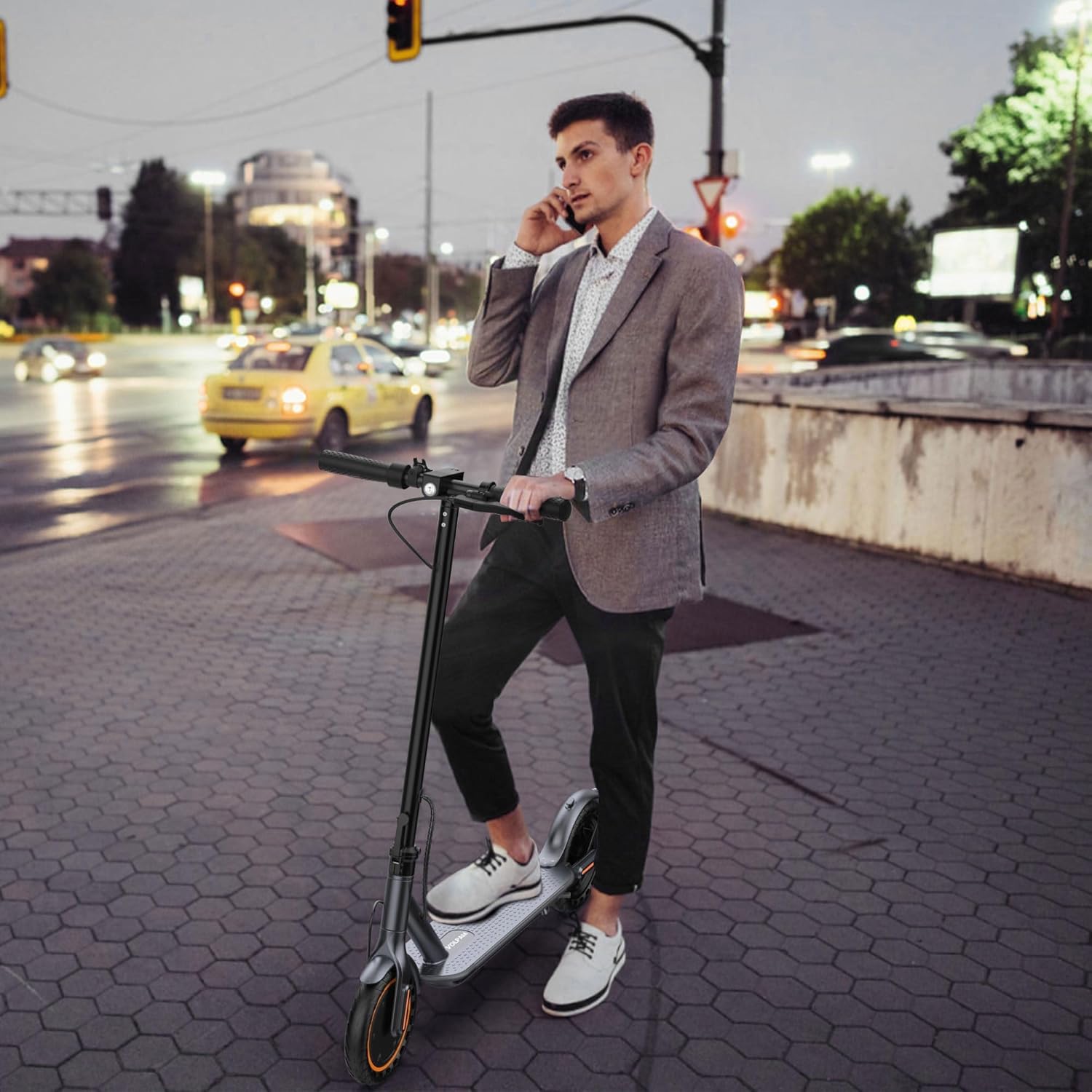 VOLPAM Electric Scooter - 350W Motor, 19 MPH Speed, 21 Miles Range, Portable Design with Smart App & Double Braking System