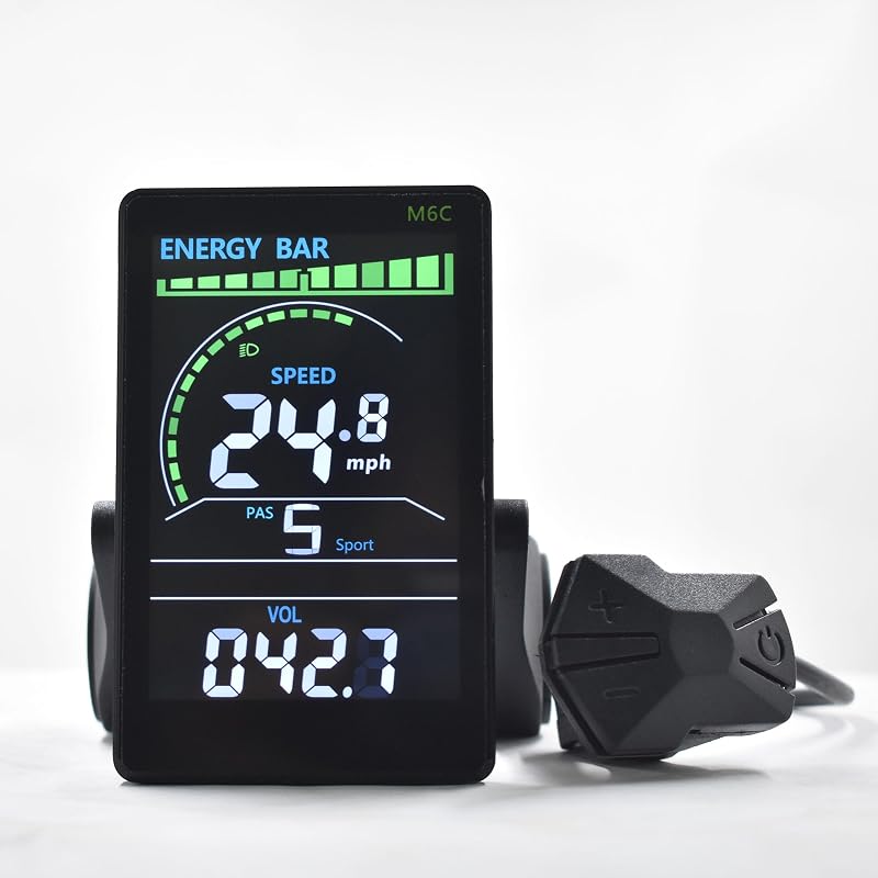 M6C-5PIN UART 2 Ebike LCD Display – 24V-60V, IP65, USB Charge, Color Screen