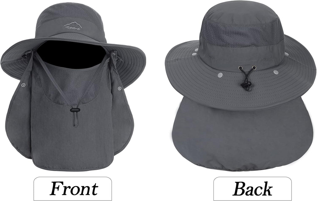 Skiennix Men's Sun Hat - Quick Dry UV Protection with Neck Flap | Wide Brim for Fishing & Hiking, UPF 50+