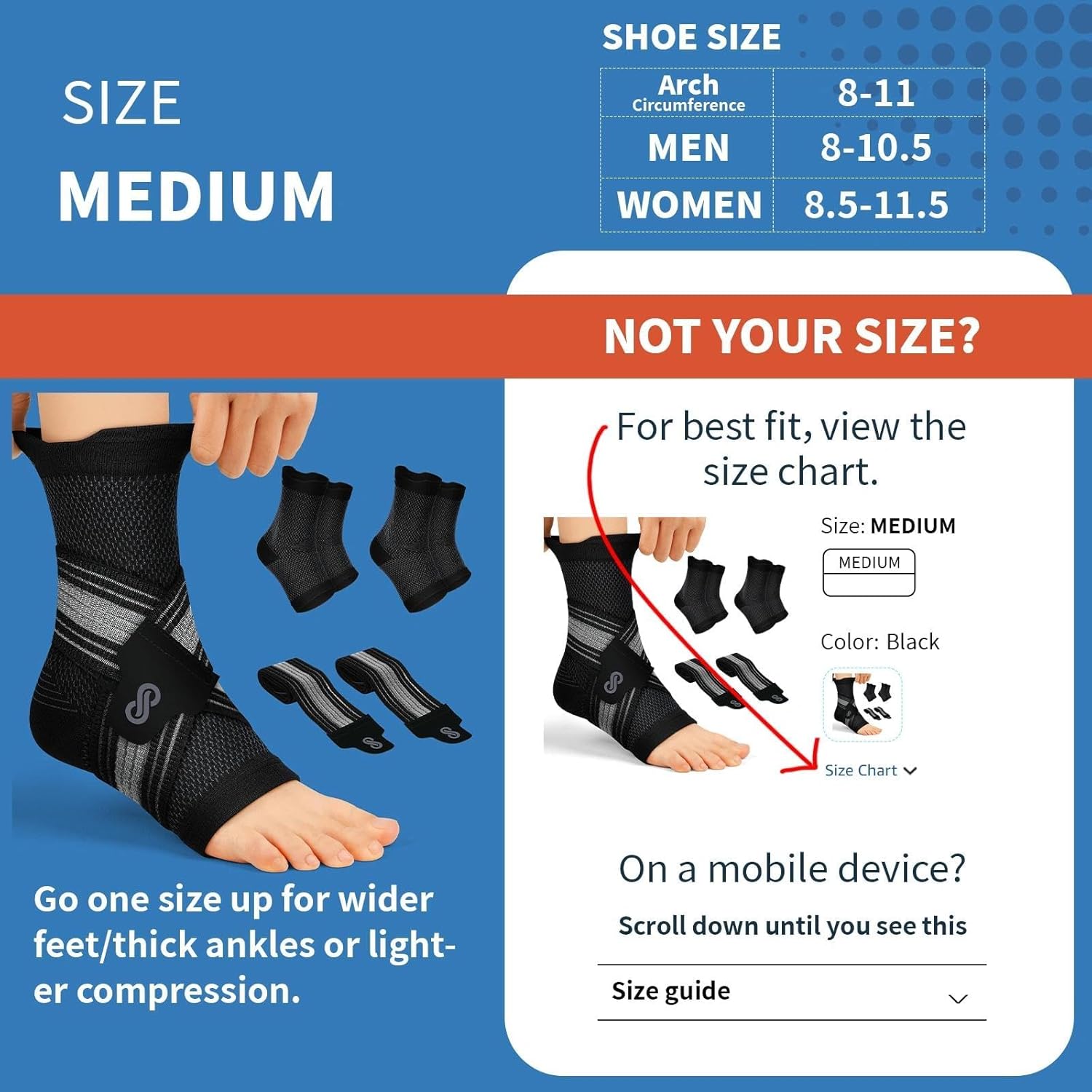 PAPLUS Ankle Brace for Plantar Fasciitis Relief | Adjustable Support for Foot Pain - Black, 2 Pairs