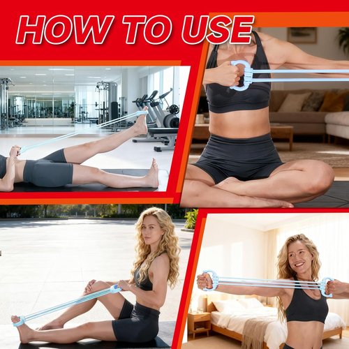 6 Gear Adjustable Resistance Bands - Comfort Grip Fitness Bands for Home Workouts | Unisex