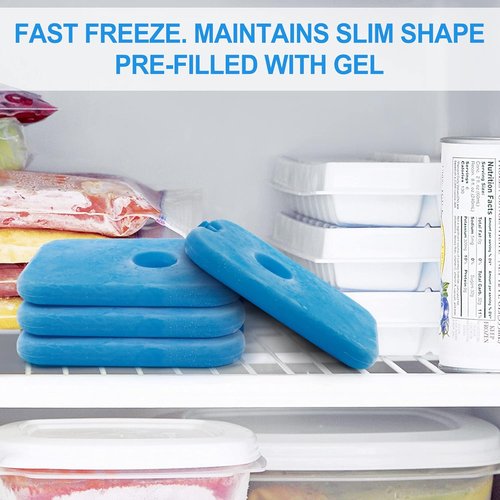 LotFancy Ice Packs - Reusable Freezer Packs for Coolers & Lunch Boxes | Slim Blue Ice Blocks, Long Lasting