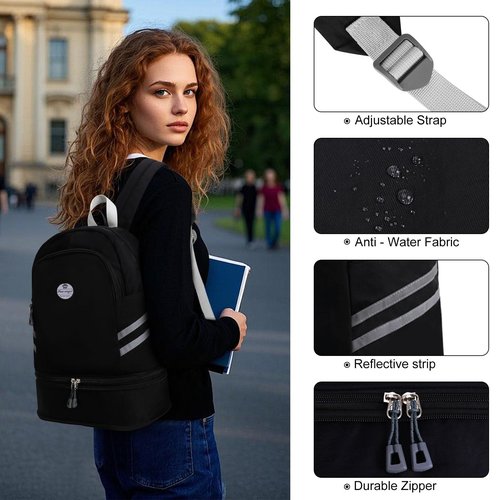 HUA ANGEL Multi-purpose Nylon Travel Backpack Foldable Women's Gym Pack with Shoe Compartment - Fitness Sport Swimming 20-30l