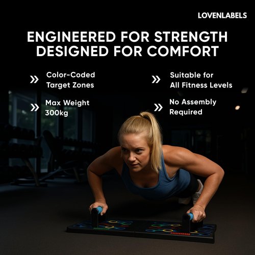 LOVENLABELS - Foldable Push-up Board | Workout Equipment for Strength Training & Bodyweight Exercises | Fitness Equipment for Men & Women | Portable Exercise Equipment for Home Gym & Calisthenics