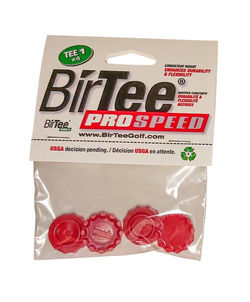BirTee Pro Golf Tees - Size #1 (1/4") Individual Size Pack - 4 Tees Per Pack. Winter/Mat/Simulator Tees (Red)
