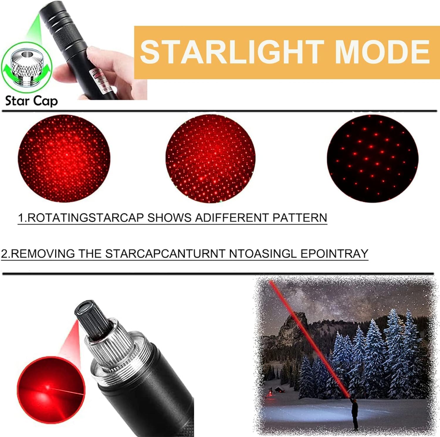 Skiennix Laser Pointer - High Power Red Indicator Light for Long Range Hiking | USB Rechargeable