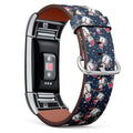 Q-Beans Leather Band Compatible with Fitbit Charge 2, Replacement Strap Bracelet Wristband and Adapters // Snowman