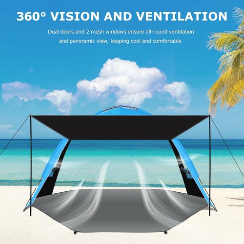 Gorich Beach Tent - Portable Sun Shelter with UPF 50+ UV Protection | Easy Setup for 3-8 People