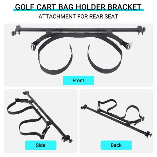 10L0L No-Drilling Golf Cart Bag Holder Bracket for 2+2 Golf Cart Rear Seat, with 1-Inch Square Tube, Adjustable Universal Golf Bag Attachment for Yamaha EZGO Club Car and Most Golf Carts
